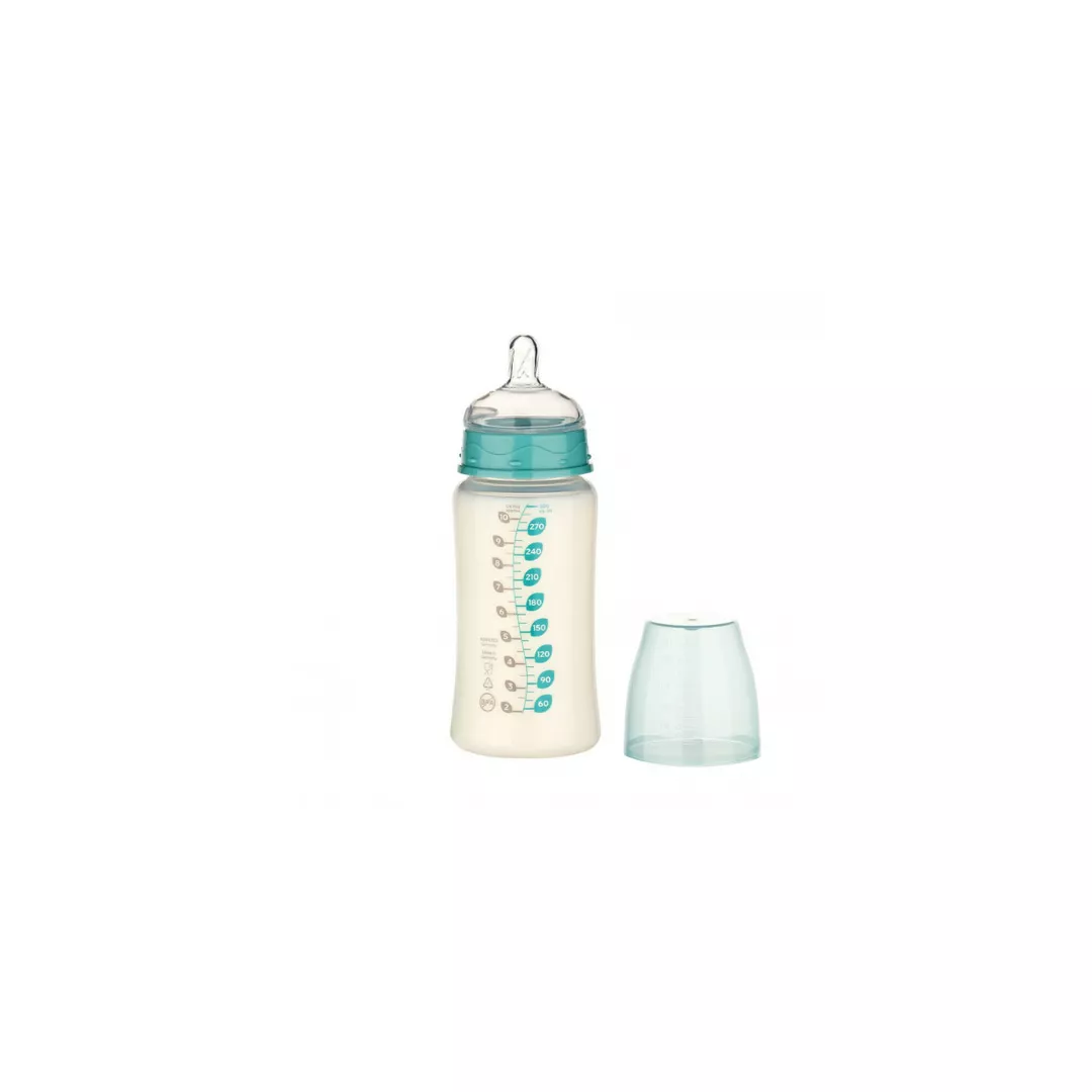 Biberon cu gat larg din PP, 300ml, +0 luni, albastru, Dentistar, [],farmaciabajan.ro