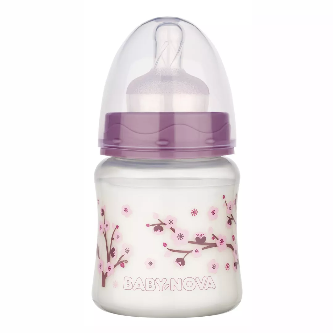 Biberon decorat PP, 0-24 luni, 150 ml, diverse culori, Baby Nova, [],farmaciabajan.ro