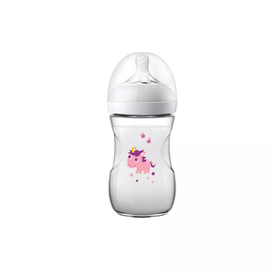 Biberon Natural, cu tetina debit lent, Unicorn, 260 ml, SCF070/25, Philips Avent, [],farmaciabajan.ro