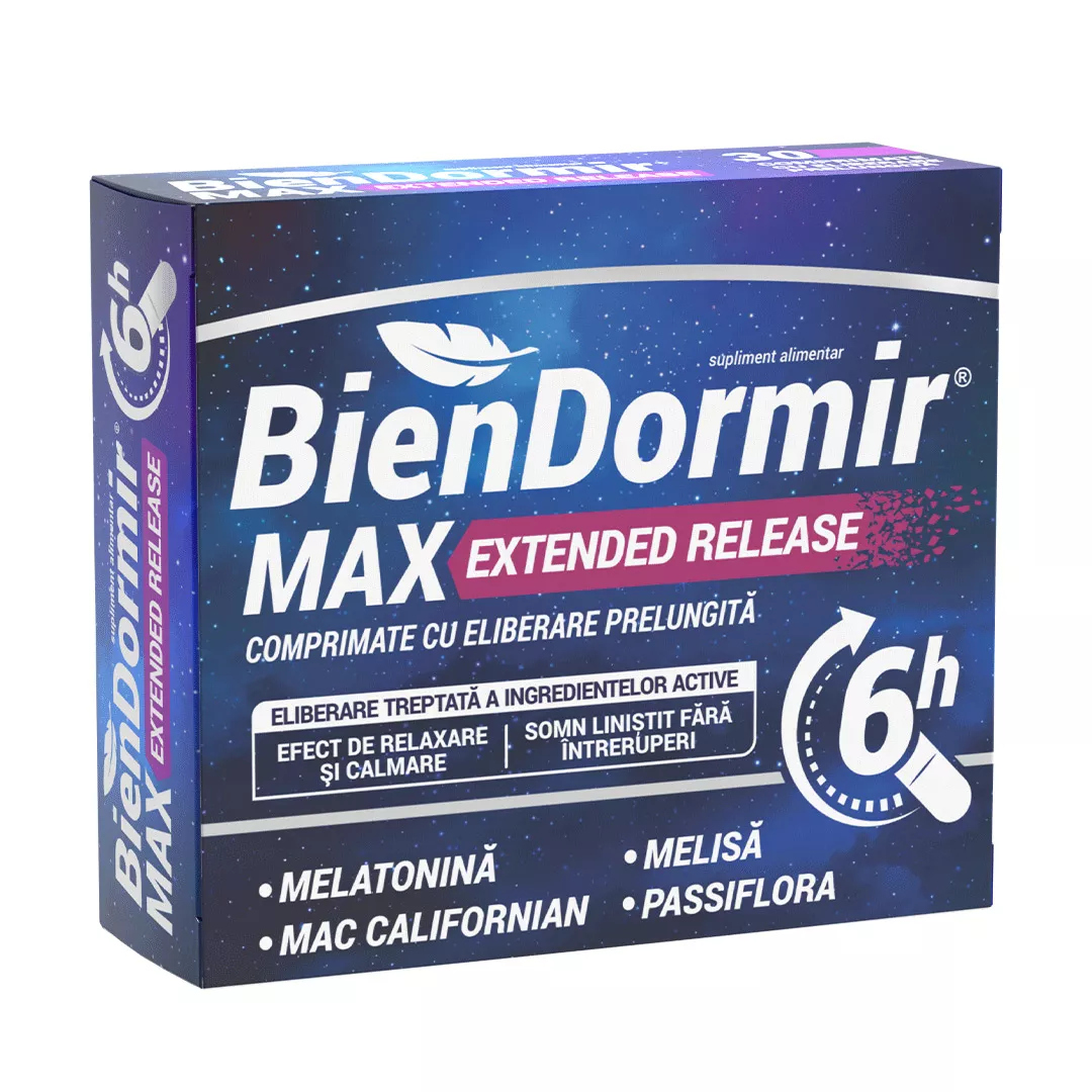 Bien Dormir Max Extended Release, 30 comprimate cu eliberare prelungita, Fiterman, [],farmaciabajan.ro