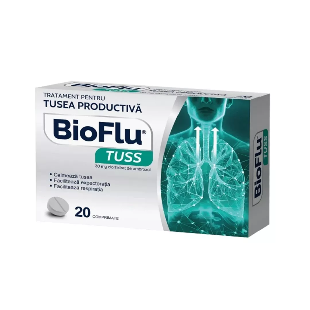 Bioflu tuss 30 mg, 20 comprimate, Biofarm, [],farmaciabajan.ro