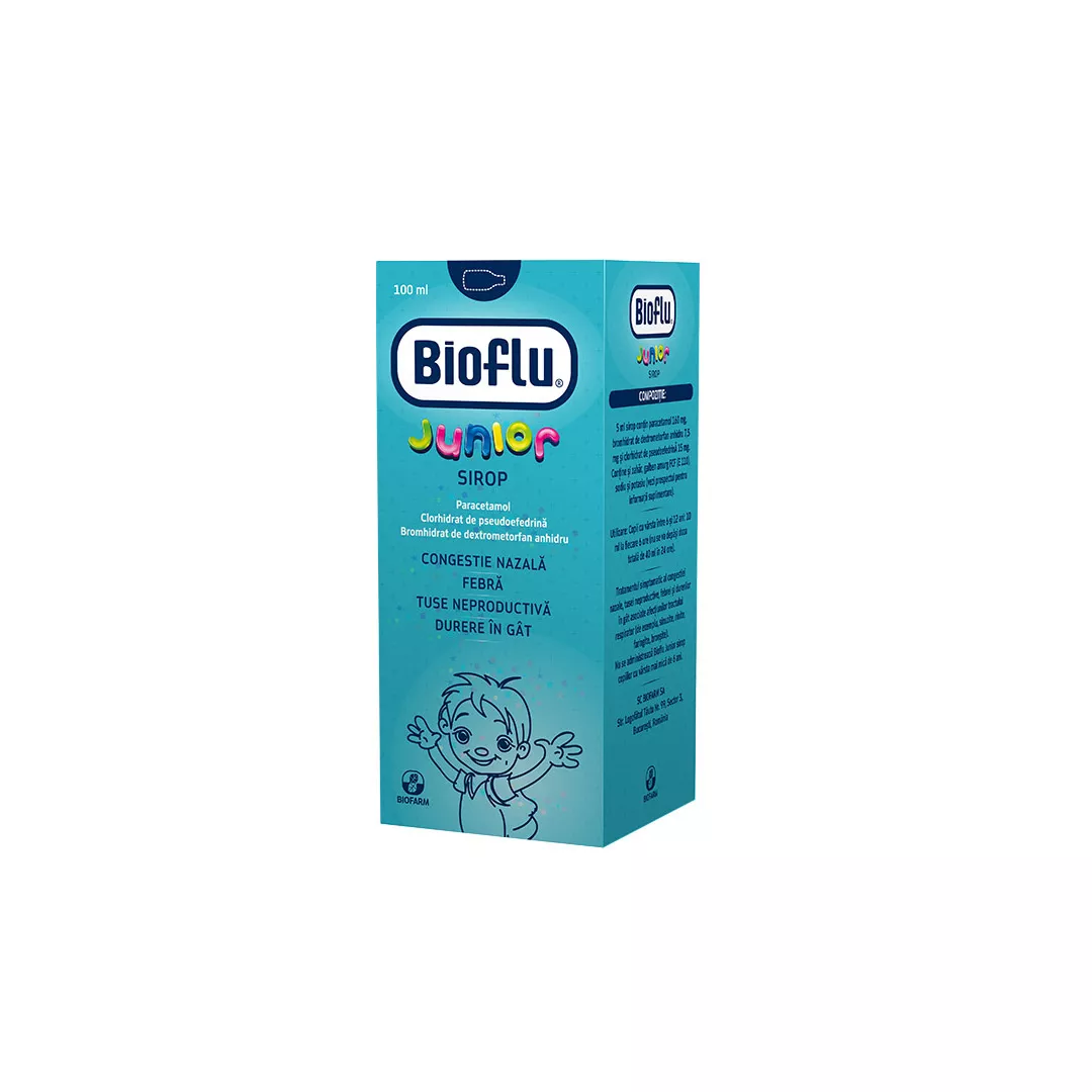 Bioflu Junior sirop, 100 ml, Biofarm, [],farmaciabajan.ro