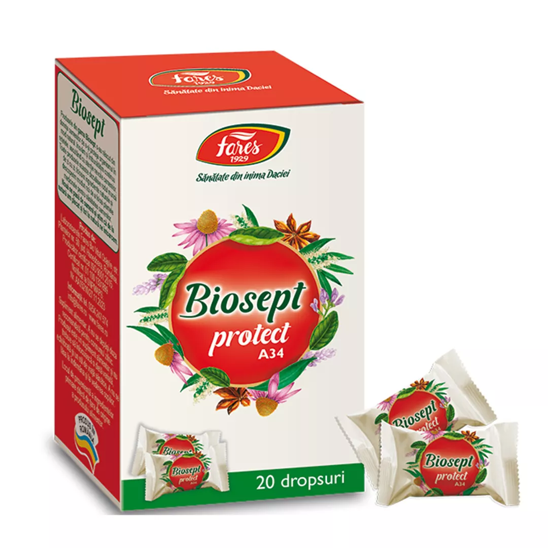 Biosept Protect A34, 20 dropsuri, Fares, [],farmaciabajan.ro
