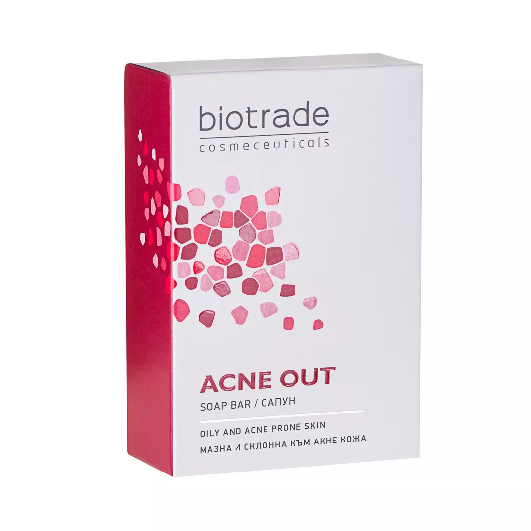 Sapun pentru tenul gras si predispus la acnee Acne Out Soap, 100 g, Biotrade, [],farmaciabajan.ro