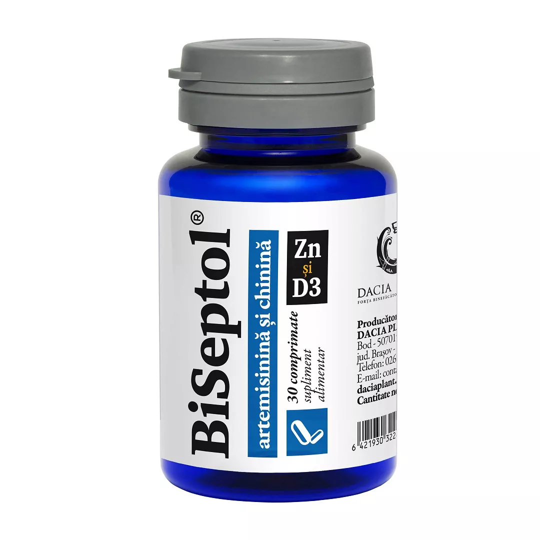 BiSeptol cu artemisinina si chinina Zn si D3, 30 comprimate, Dacia Plant, [],farmaciabajan.ro