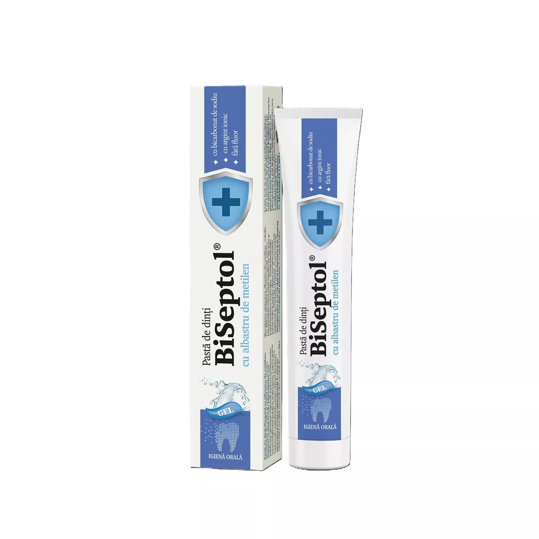 Biseptol Pasta de dinti cu albastru de metilen, 75 ml, Dacia Plant, [],farmaciabajan.ro