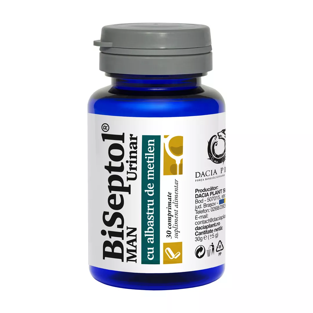 Biseptol urinar man, 30 capsule cu albastru de metilen, Dacia Plant, [],farmaciabajan.ro