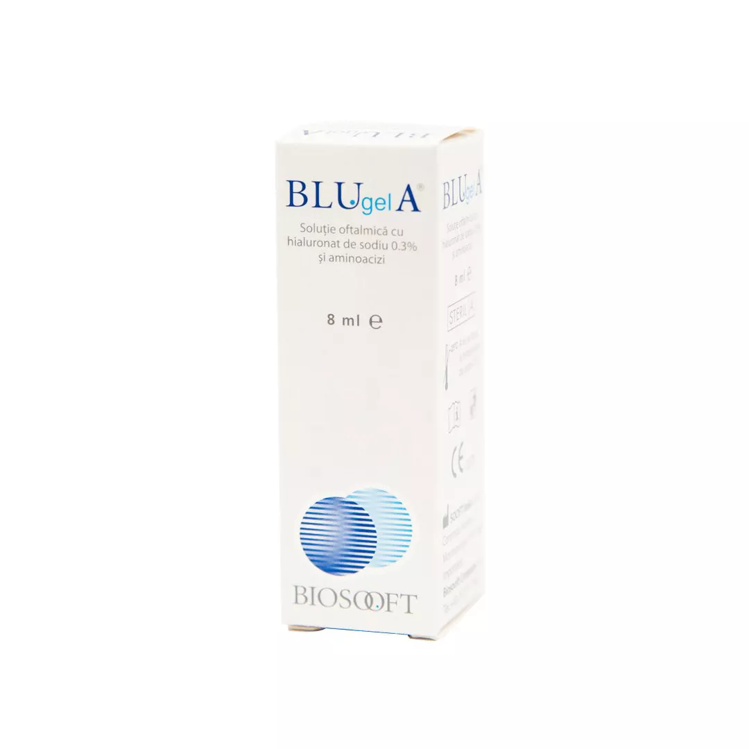 Blu Gel A - Solutie oftalmica cu hialuronat de sodiu 0.3% si aminoacizi, 10 ml, Bio Soft Italia, [],farmaciabajan.ro