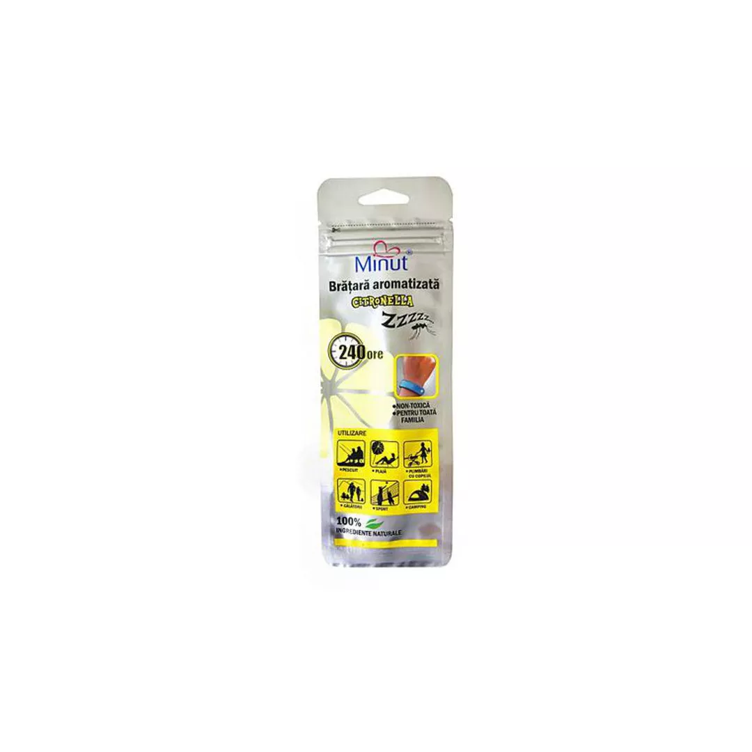 Bratara aromatizata Citronella anti-tantari, albastra, Minut, [],farmaciabajan.ro