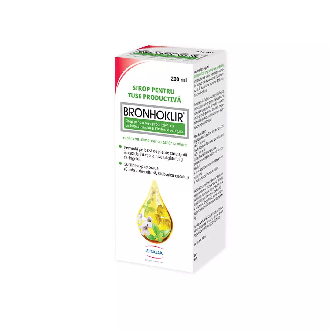 Bronhoklir tuse productiva sirop, 200 ml, Stada, [],farmaciabajan.ro