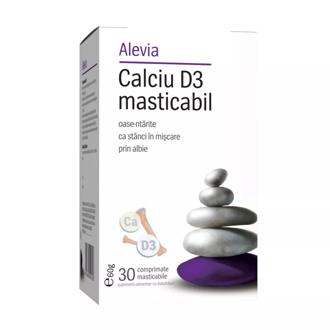 Calciu D3 masticabil, 30 comprimate, Alevia, [],farmaciabajan.ro