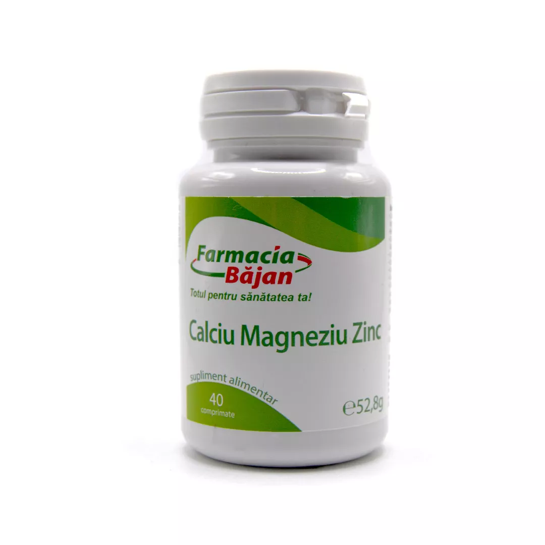 Calciu Magneziu Zinc, 40 comprimate, Farmacia Bajan, [],farmaciabajan.ro