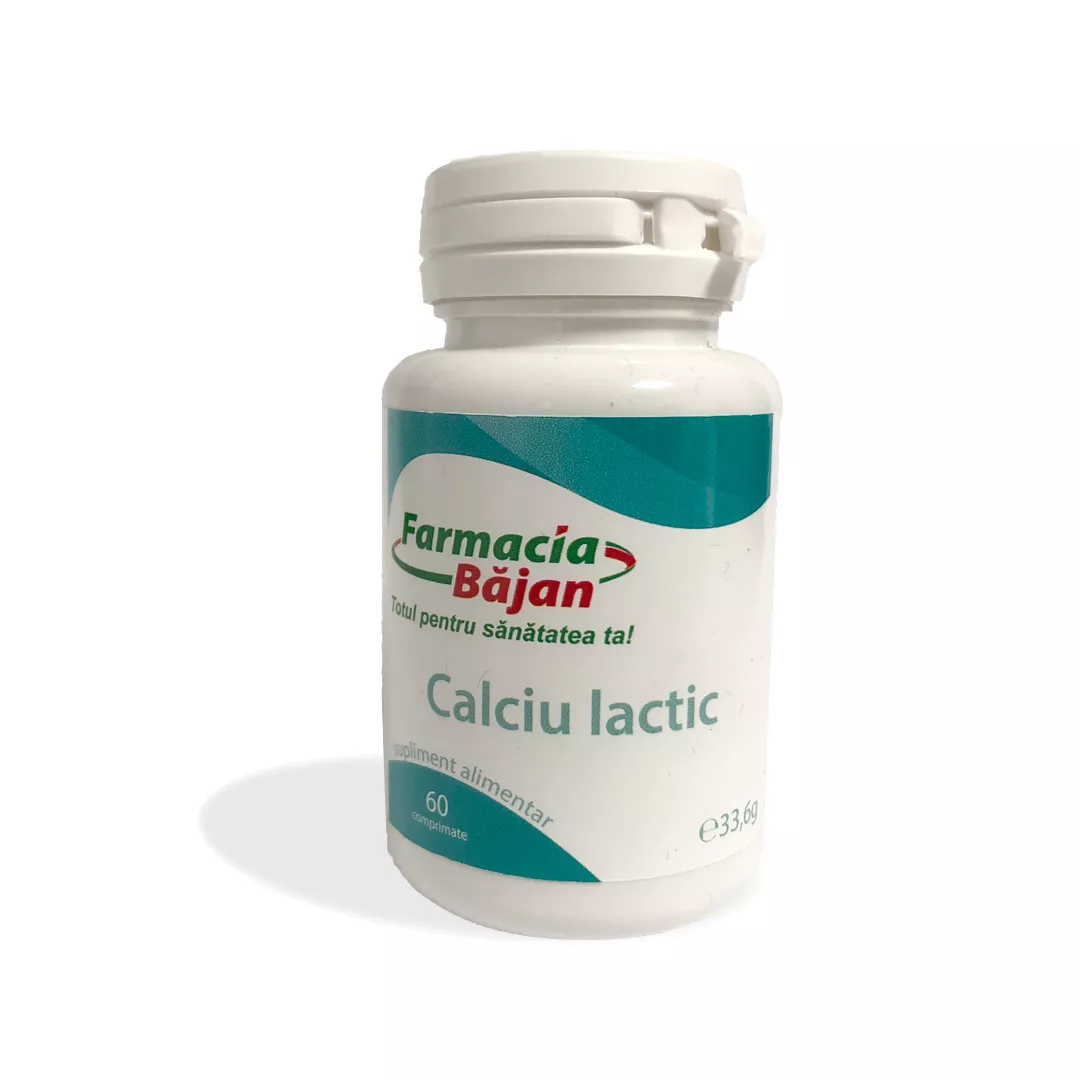 Calciu lactic, 60 comprimate, Farmacia Bajan, [],farmaciabajan.ro