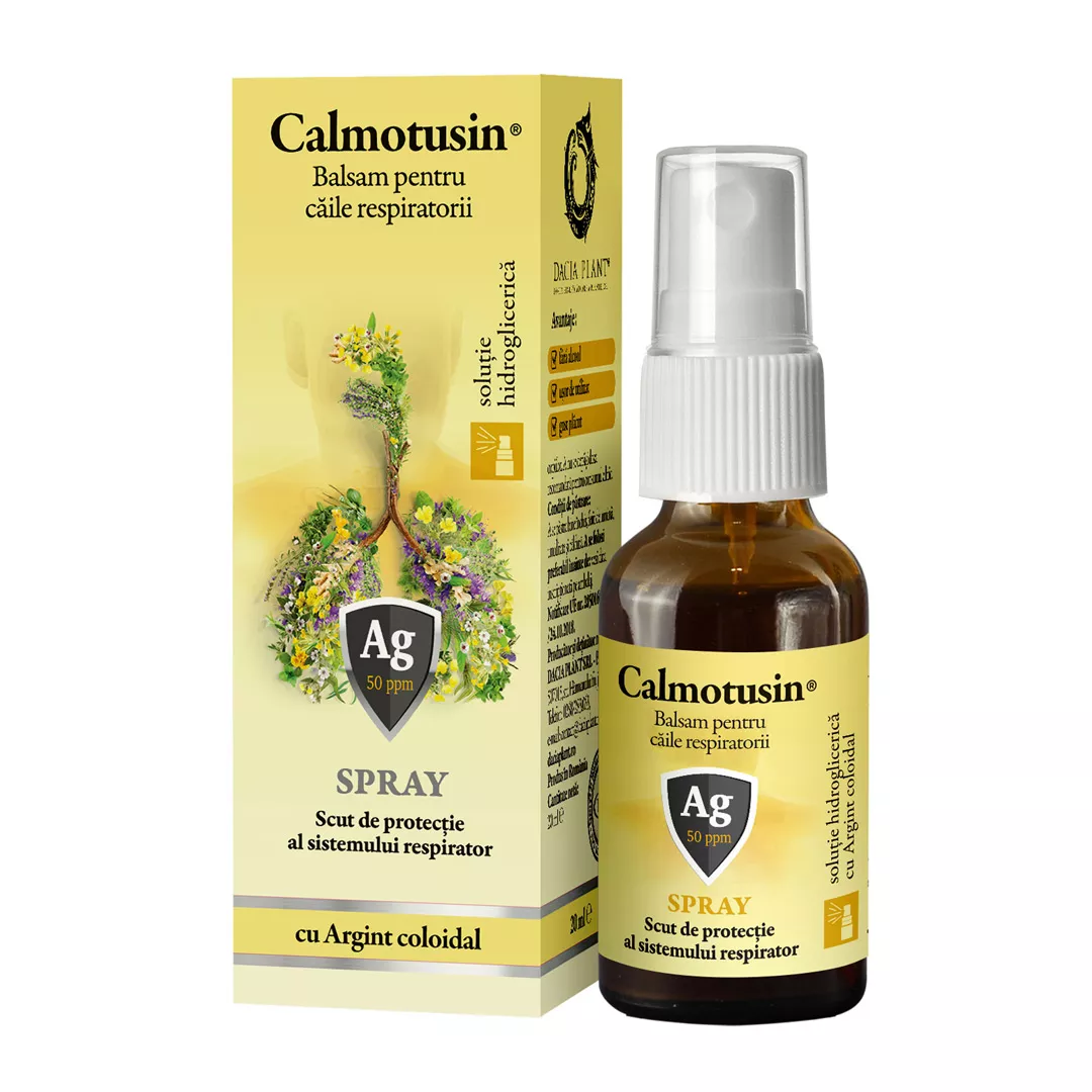 Calmotusin cu Argint coloidal fara alcool spray, 20 ml, Dacia Plant, [],farmaciabajan.ro