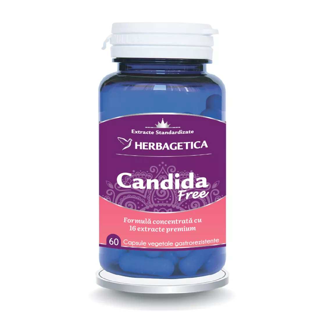 Candida Free, 60 capsule vegetale gastrorezistente, Herbagetica, [],farmaciabajan.ro