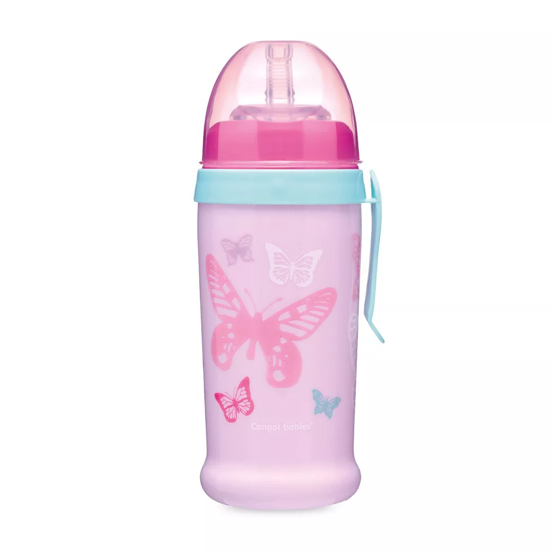Canita sport cu pai "Butterfly" 56/515, roz, 350 ml, Canpol, [],farmaciabajan.ro