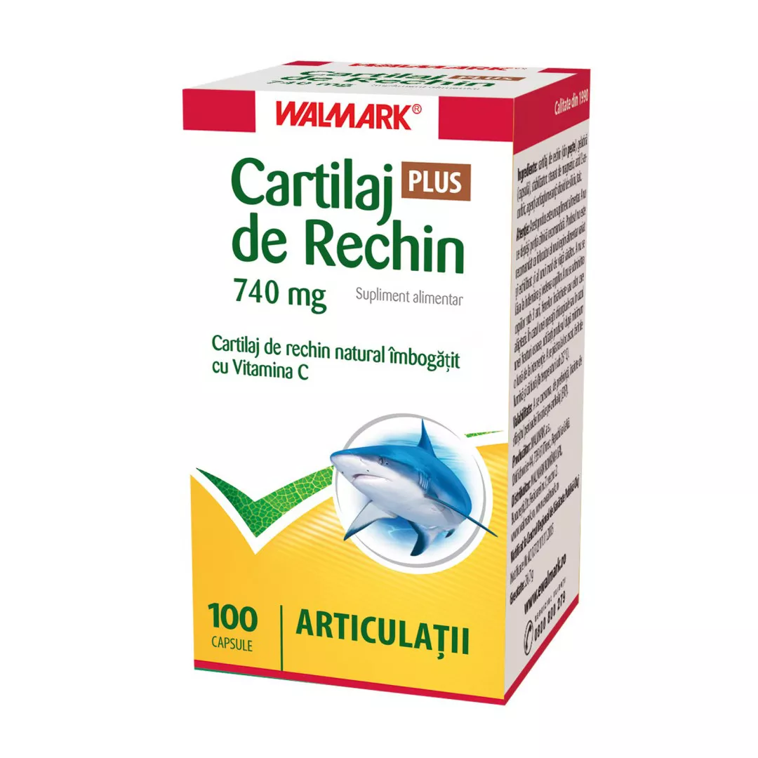 Cartilaj de Rechin Plus 740 mg cu vitamina C, 100 capsule, Walmark, [],https:farmaciabajan.ro