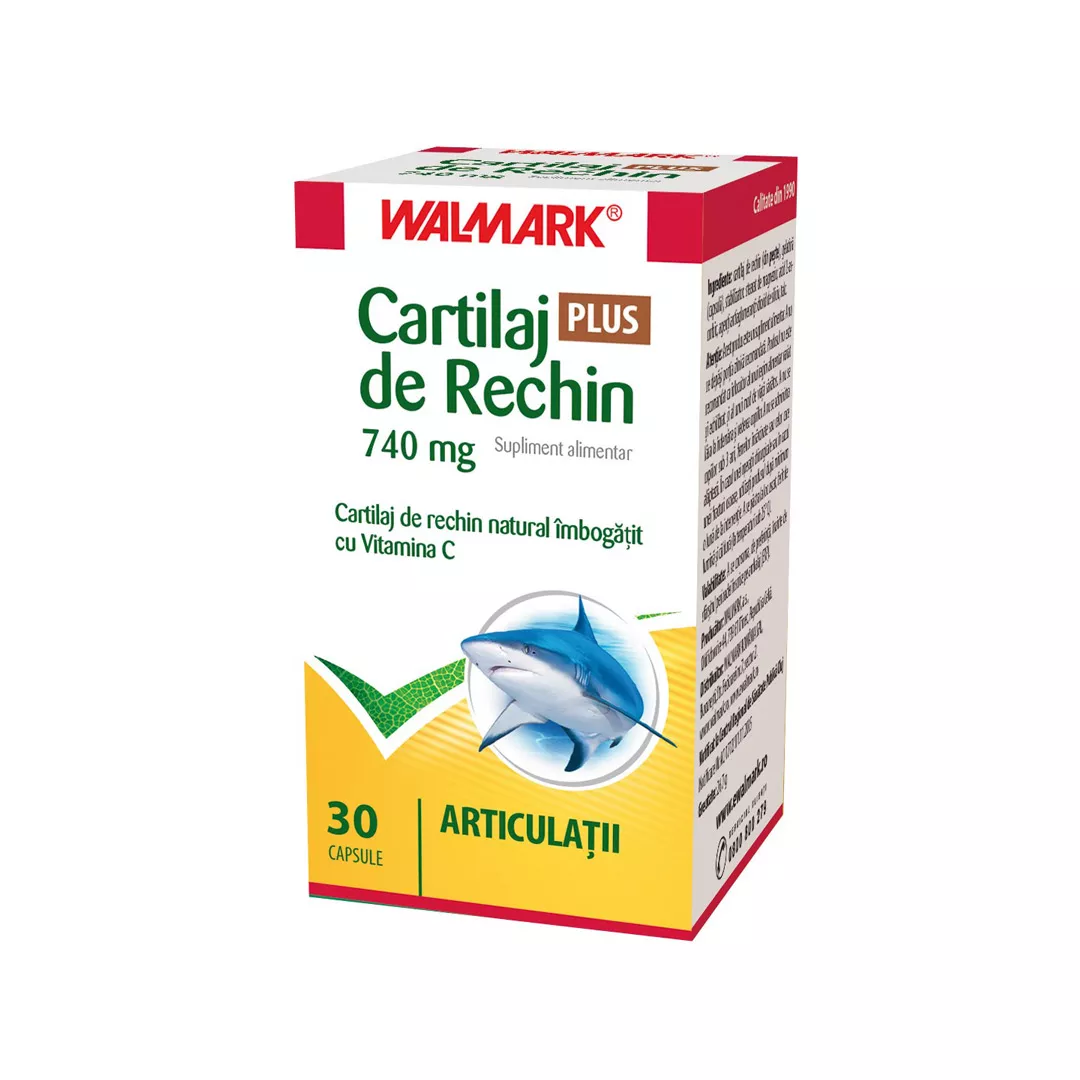 Cartilaj de Rechin Plus 740 mg cu Vitamina C, 30 capsule, Walmark, [],farmaciabajan.ro