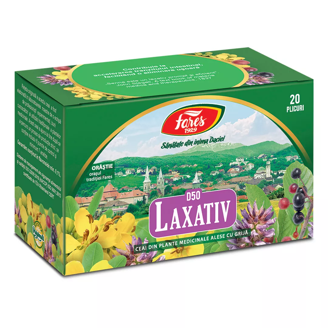 Ceai Laxativ, D50, 20 plicuri, Fares, [],farmaciabajan.ro