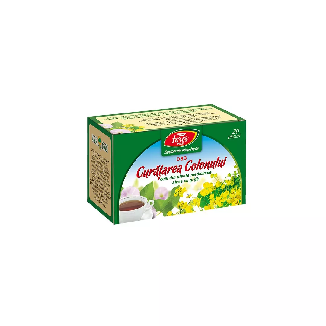 Ceai Curatarea Colonului, D83, 20 plicuri, Fares, [],farmaciabajan.ro