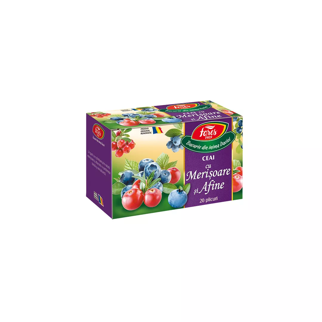 Ceai de merisoare si afine, 20 de plicuri, Fares, [],farmaciabajan.ro