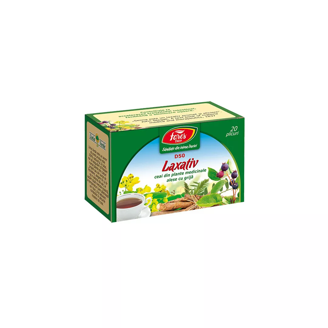 Ceai Laxativ, D50, 20 plicuri, Fares, [],farmaciabajan.ro