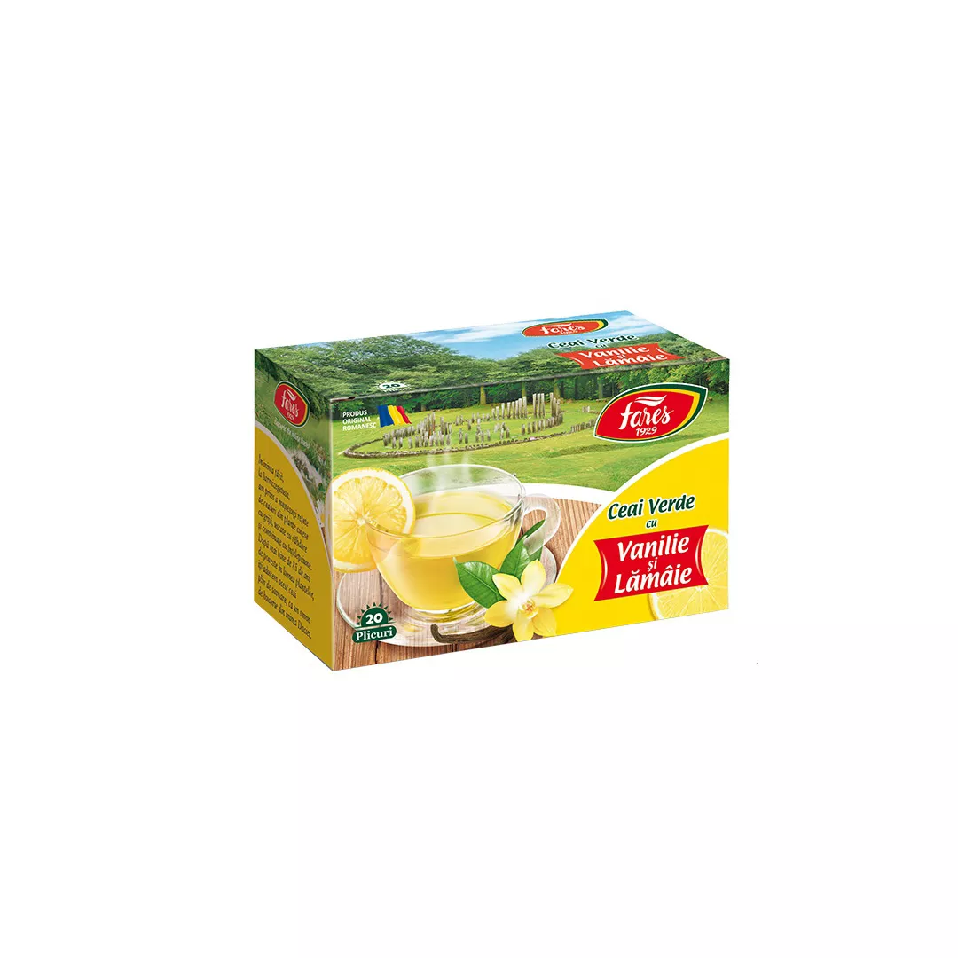 Ceai Verde cu Lamaie si Vanilie, 20 plicuri, Fares, [],farmaciabajan.ro