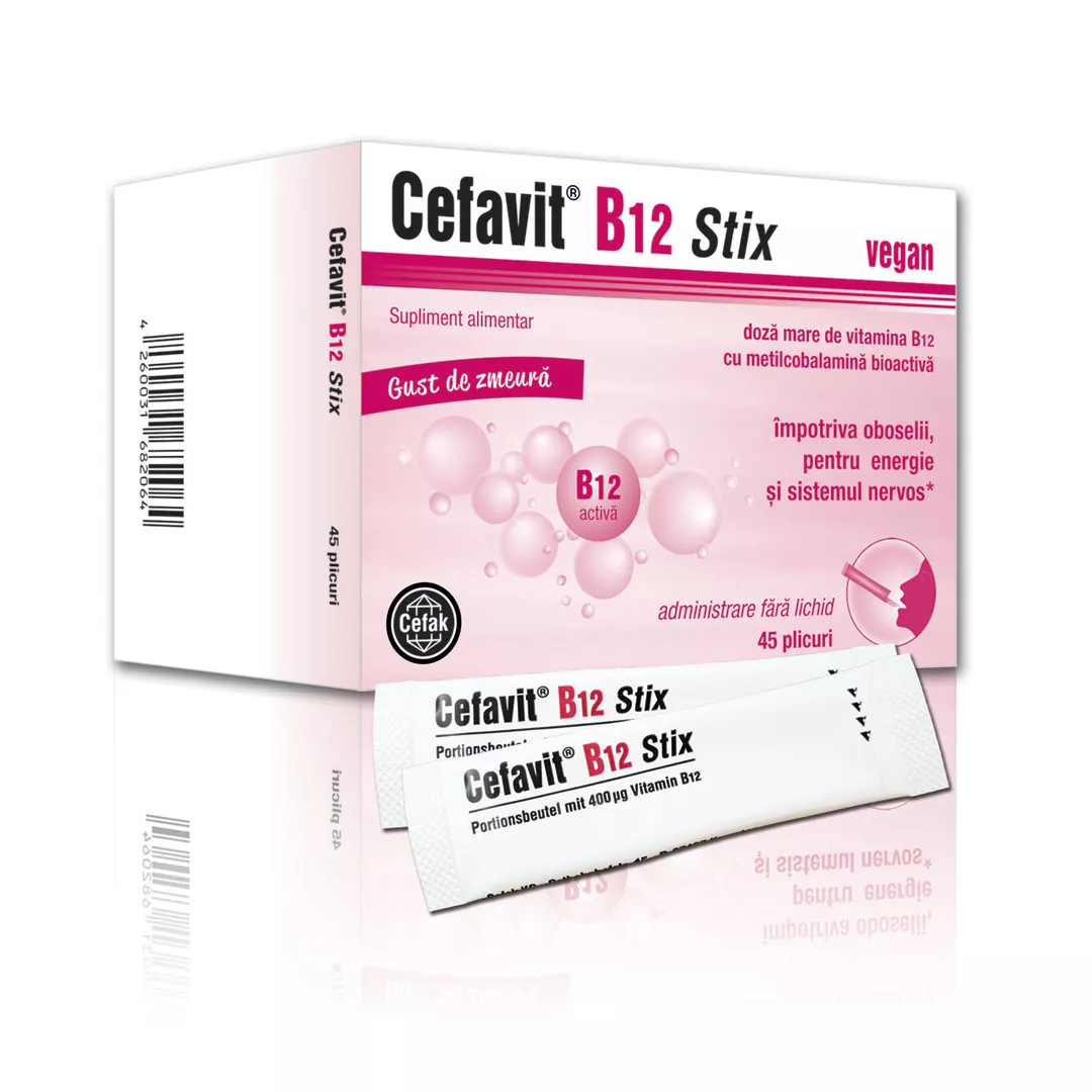 Cefavit B12 stix, 45 plicuri, Cefak KG, [],farmaciabajan.ro