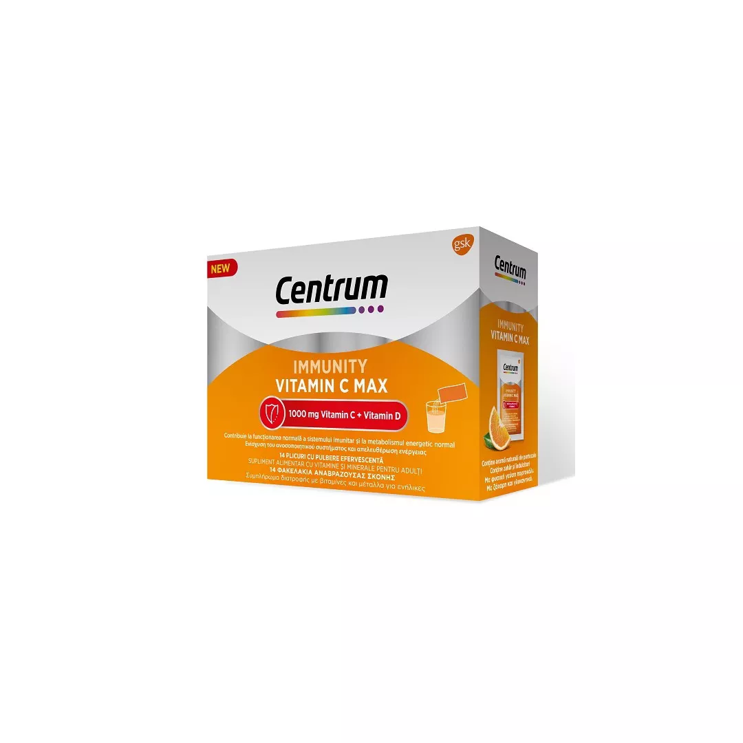 Centrum Immunity Vit C Max Pulbere, 14 plicuri, Gsk, [],farmaciabajan.ro