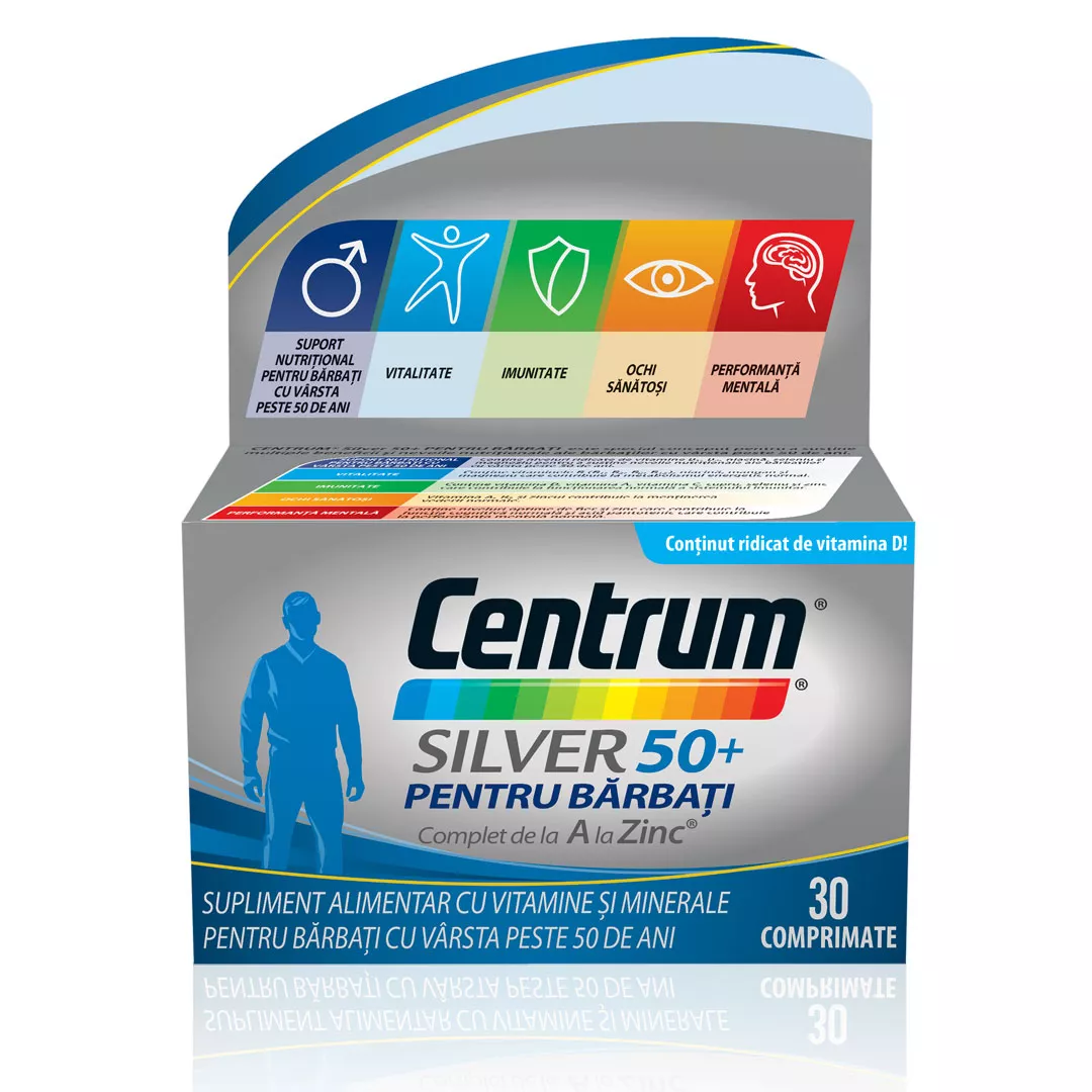 CENTRUM® Silver 50+ pentru Barbati Complet de la A la Zinc X 30 comprimate, [],https:farmaciabajan.ro