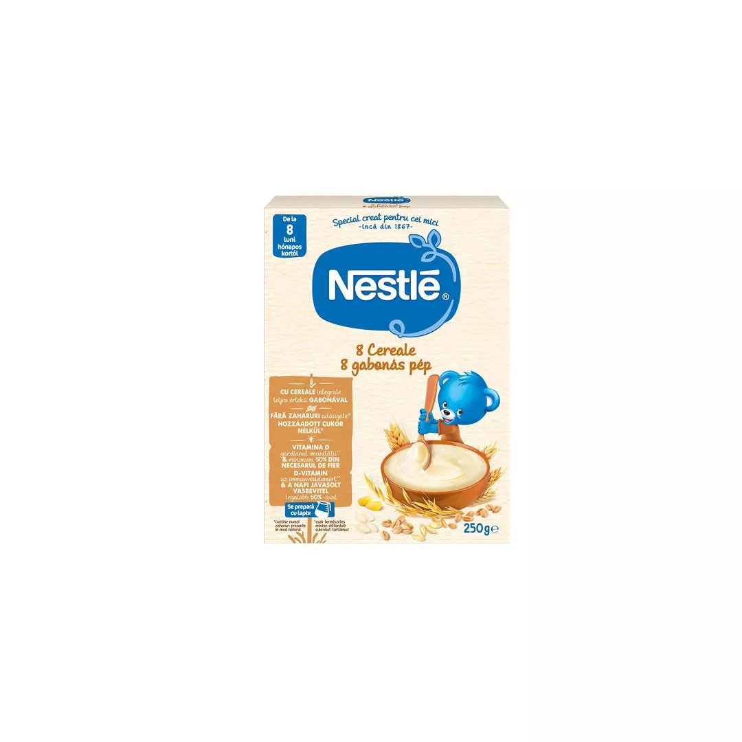 Cereale Nestle 8 Cereale, 250g, de la 8 luni, [],https:farmaciabajan.ro