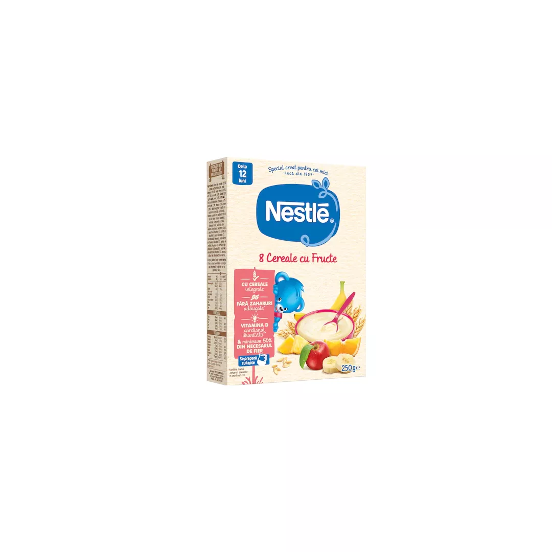 Cereale Nestle 8 Cereale cu Fructe, 250g, de la 12 luni , [],https:farmaciabajan.ro