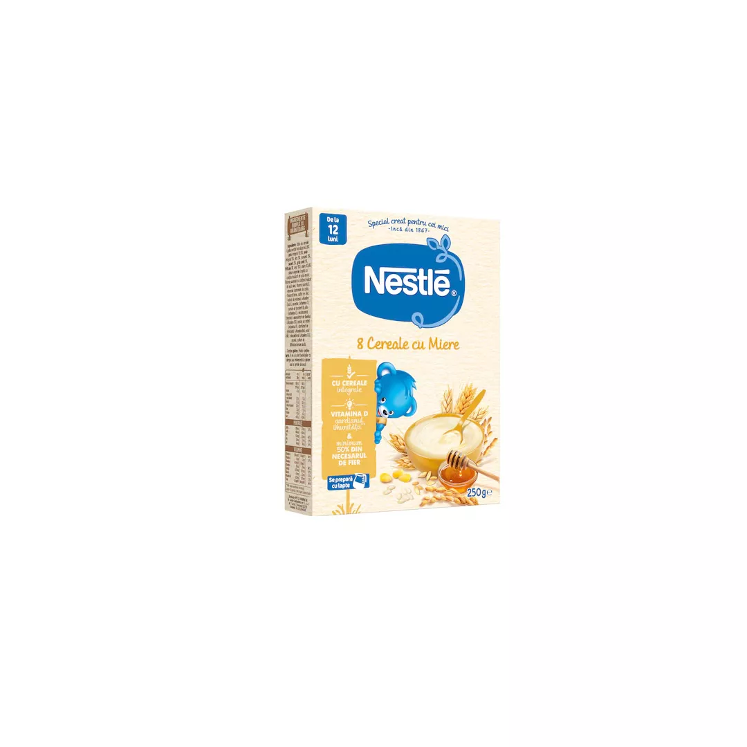 Cereale Nestle 8 Cereale cu Miere, 250 g, de la 12 luni, [],farmaciabajan.ro