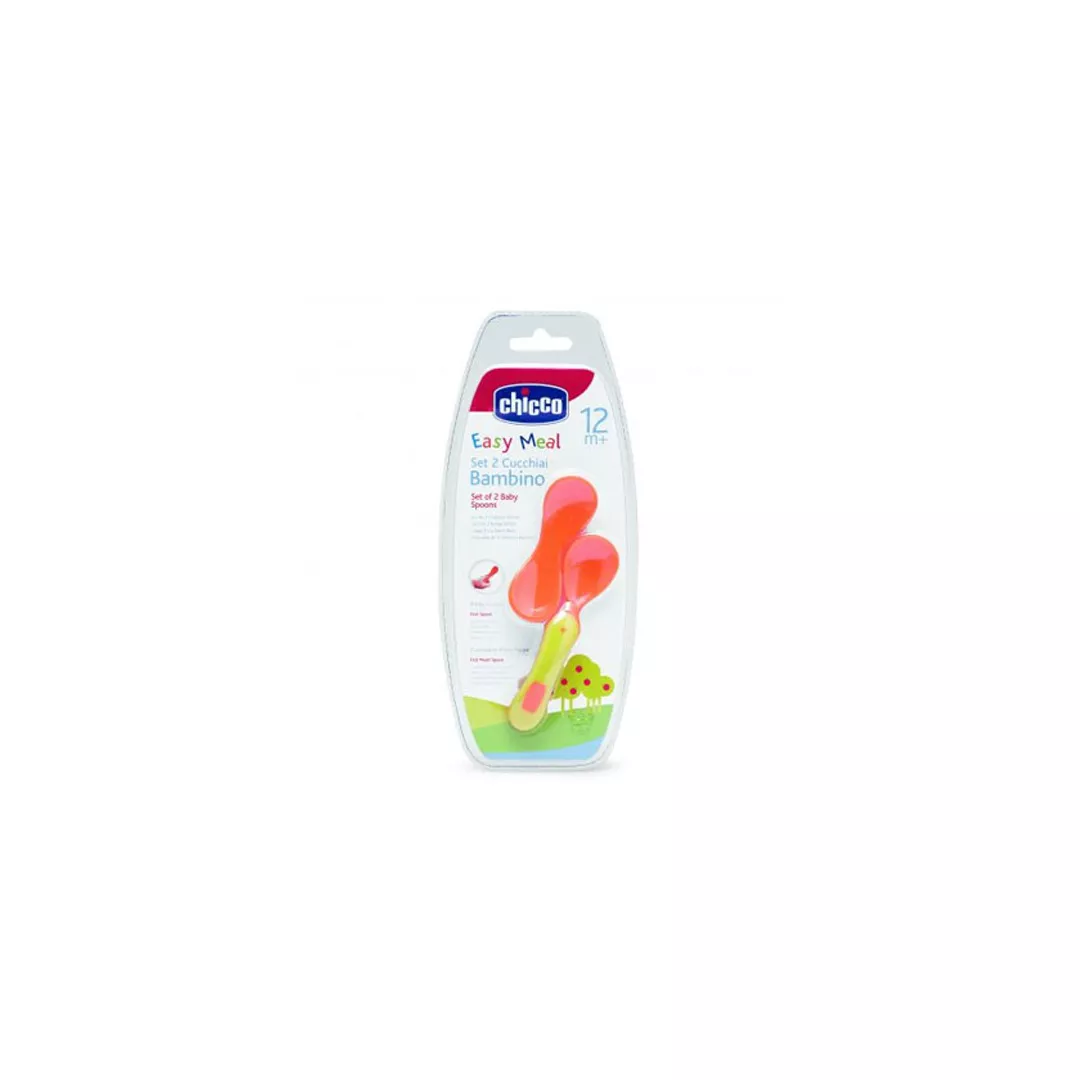 Set 2 lingurite din plastic, 12 luni+, Chicco , [],farmaciabajan.ro