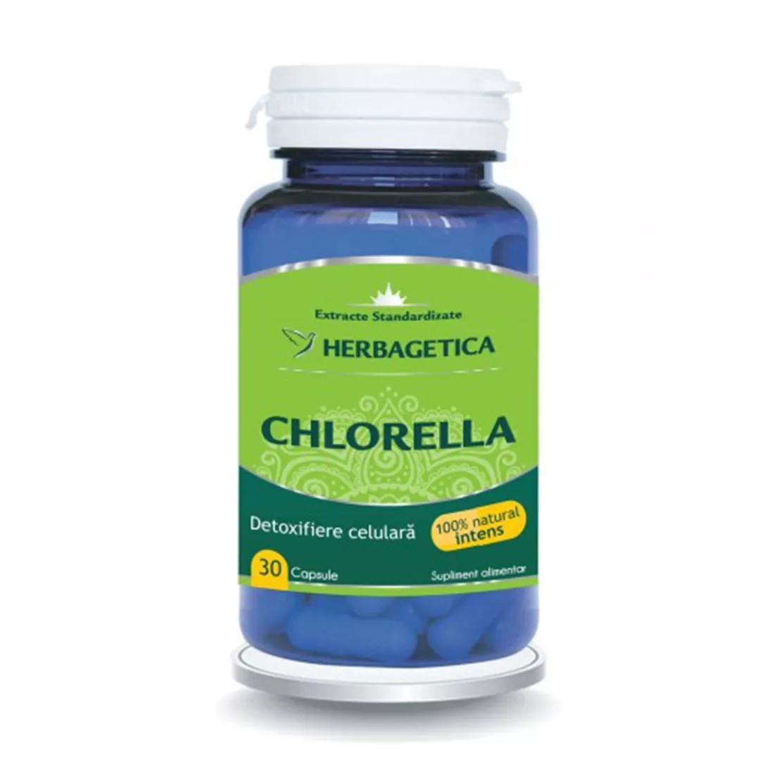 Chlorella , 60 capsule, herbagetica, [],farmaciabajan.ro