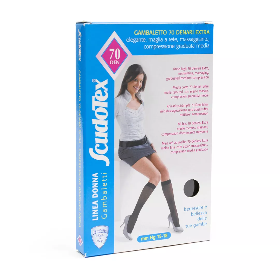 Ciorapi medicali compresie medie pana la genunchi 70 DEN Scudotex 478, Negru, [],farmaciabajan.ro