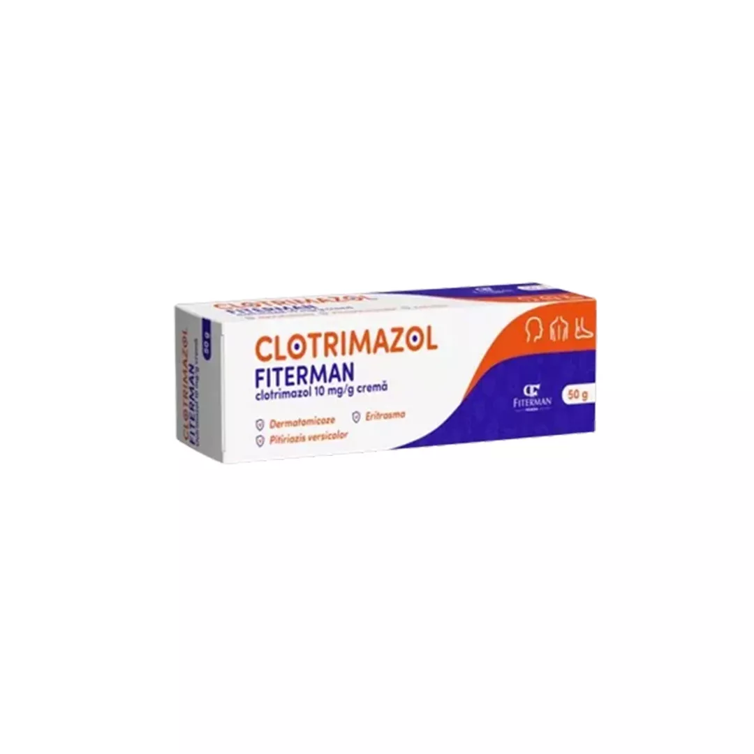 Clotrimazol crema 10 mg/g, 50g, Fiterman, [],farmaciabajan.ro
