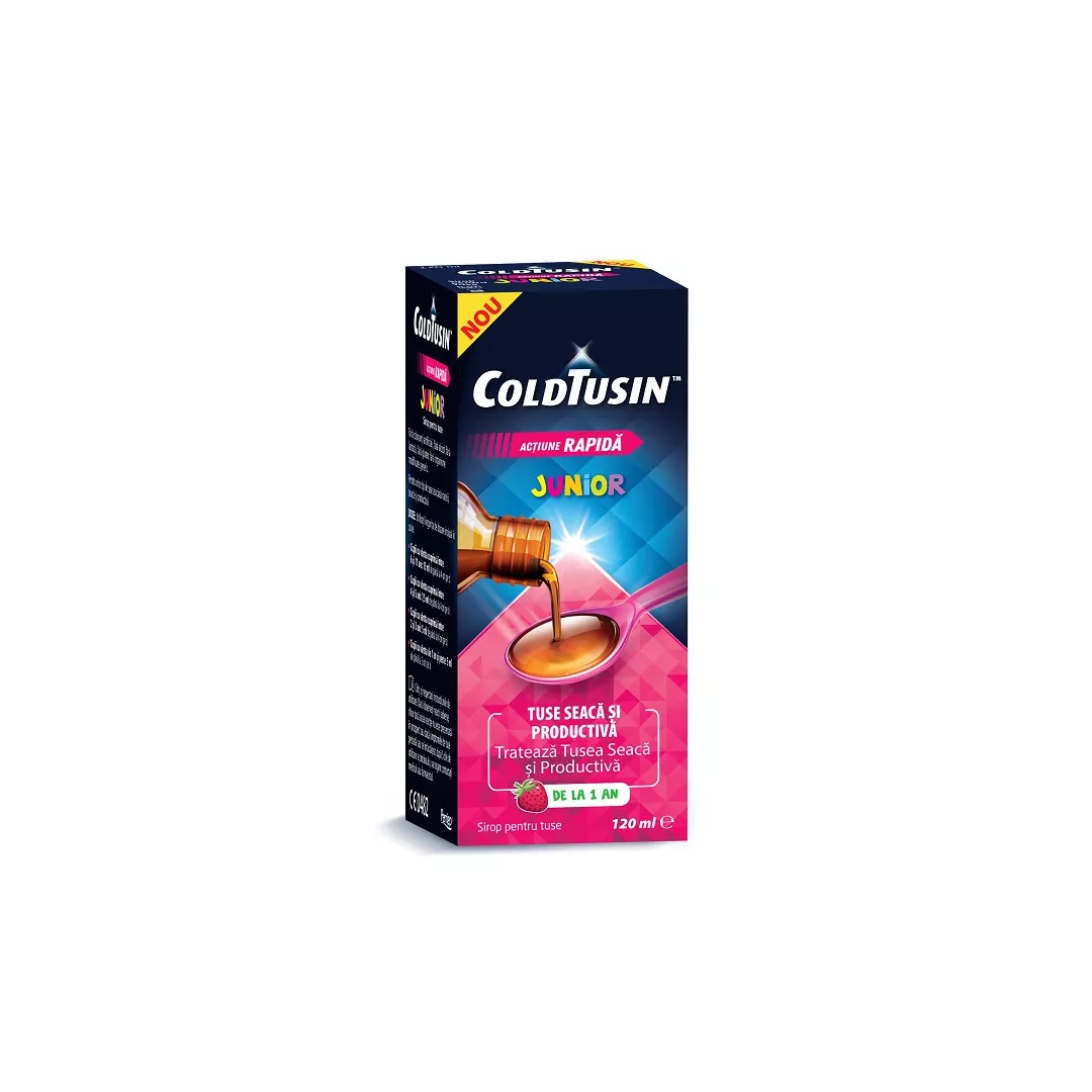 Coldtusin Junior sirop pentru copii, 120 ml, Omega Pharma, [],https:farmaciabajan.ro