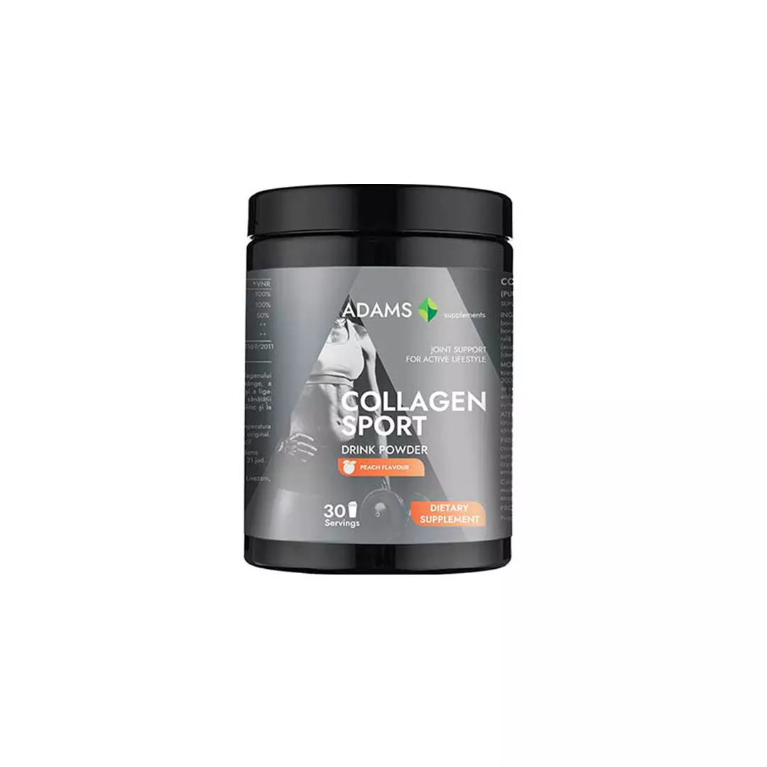 Collagen Sport (pulbere instant, aroma piersica) 600 gr, Adams, [],https:farmaciabajan.ro