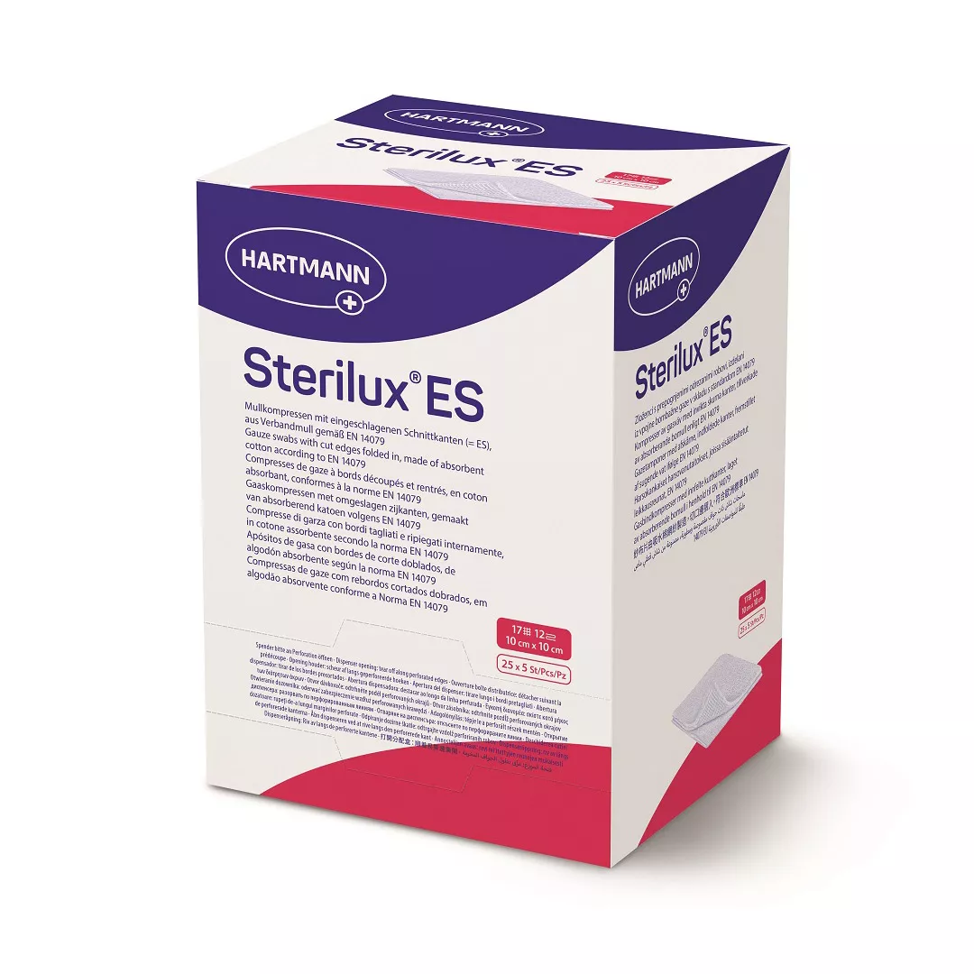 Comprese din tifon sterile Sterilux ES, 10 cm x 10 cm, 25 plicuri, Hartmann, [],https:farmaciabajan.ro