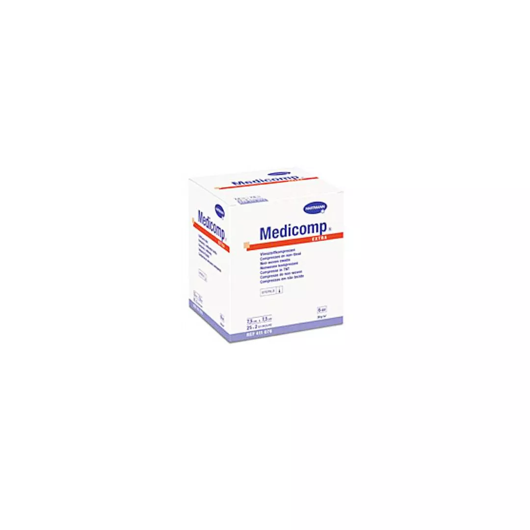 Comprese sterile absorbante din material netesut Medicomp Extra, 7,5 x 7,5 cm, 1 cutie/25 bucati, Hartmann, [],https:farmaciabajan.ro