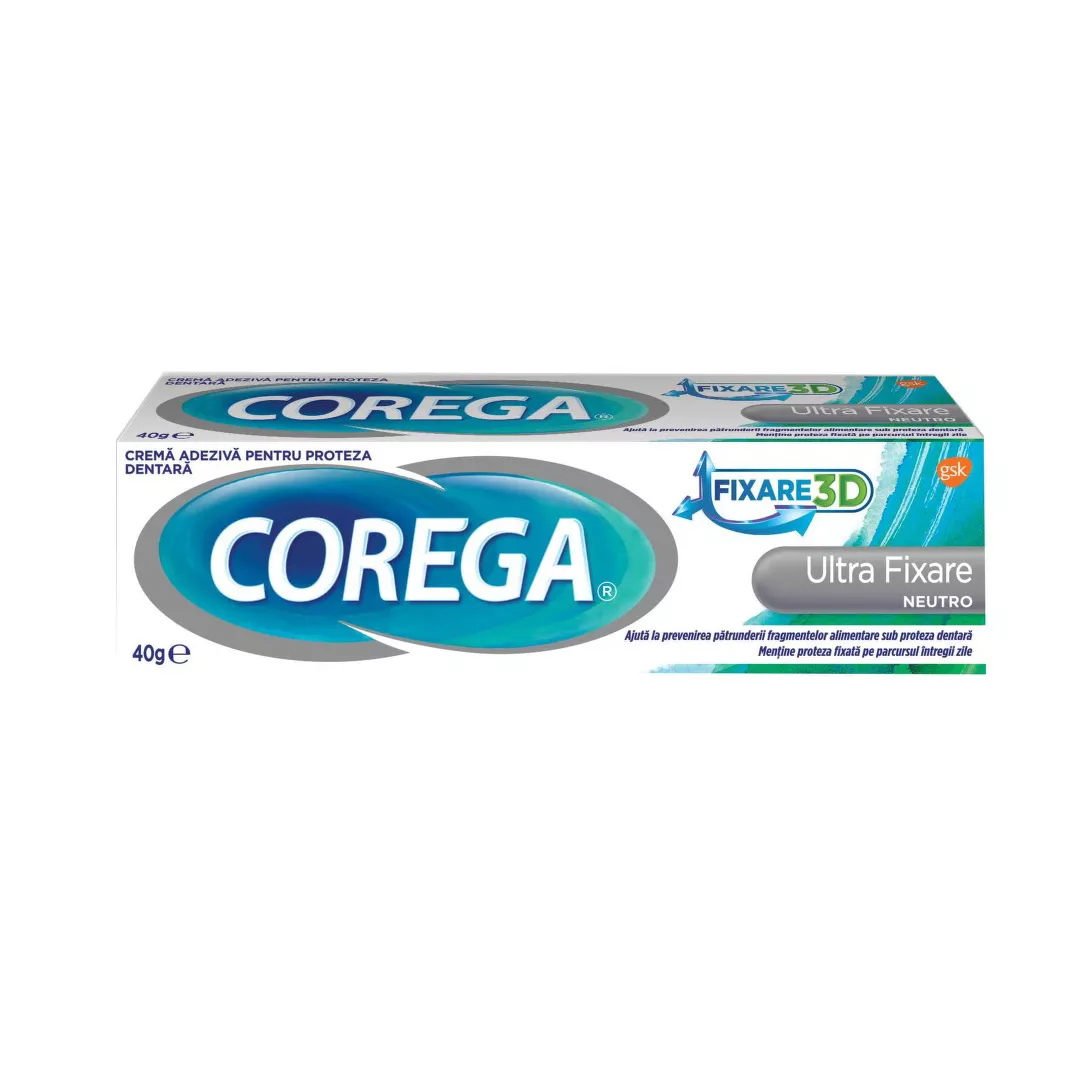 Crema adeziva Ultra fixare Neutro, 40 g, Corega, [],https:farmaciabajan.ro