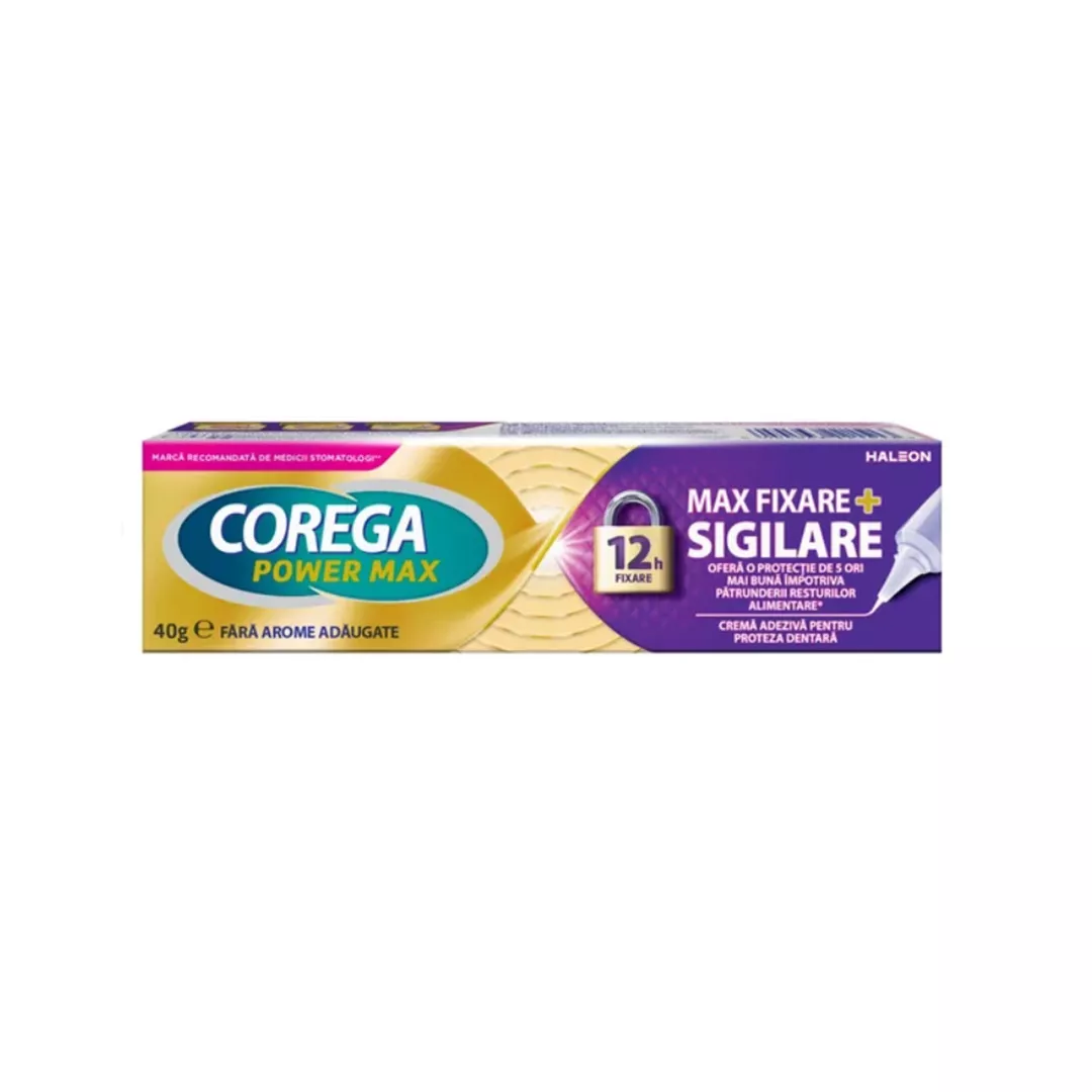 Crema adeziva pentru fixare si sigilare Power Max, 40 g, Corega, [],farmaciabajan.ro