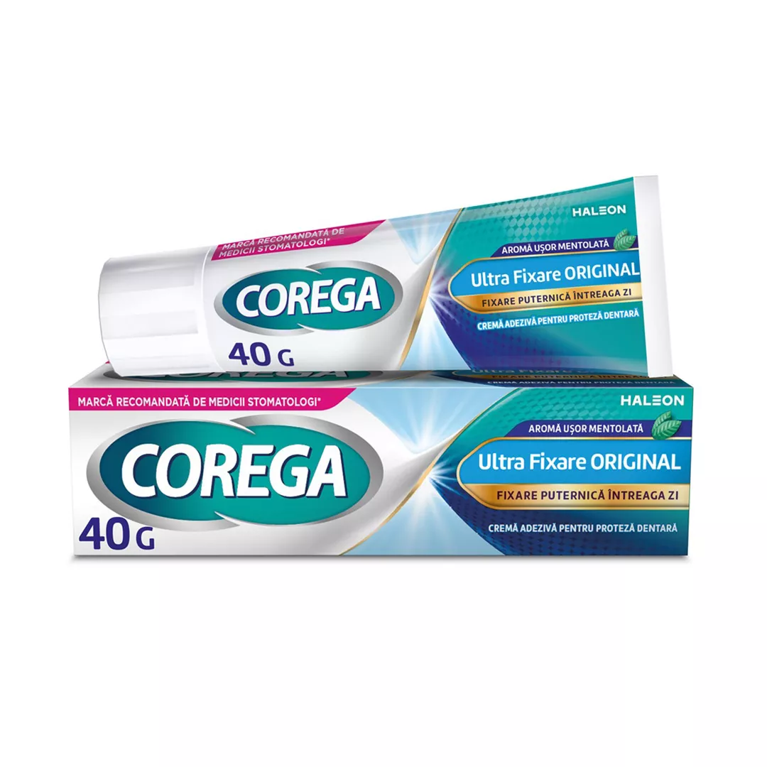 Crema adeziva pentru proteza dentara Ultra Fixare Corega, 40 g, Haleon, [],farmaciabajan.ro