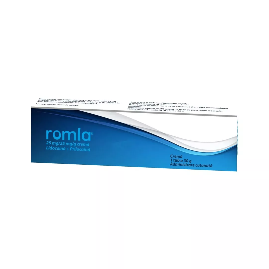 Crema anestezica cu lidocaina si prilocaina Romla, 25mg/25mg/g, 30 g, Elantis Farma, [],farmaciabajan.ro