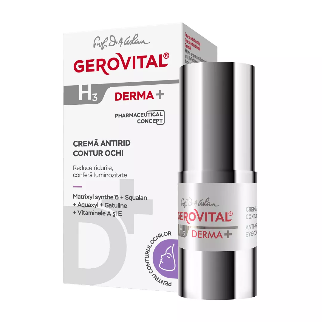 Crema antirid contur ochi H3 Derma+, 15 ml, Gerovital, [],https:farmaciabajan.ro