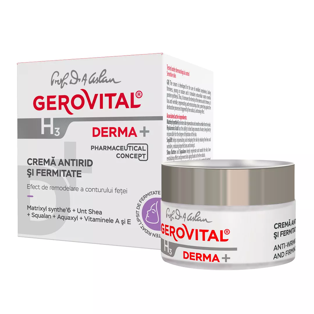 Crema antirid si fermitate H3 Derma+, 50 ml, Gerovital, [],farmaciabajan.ro