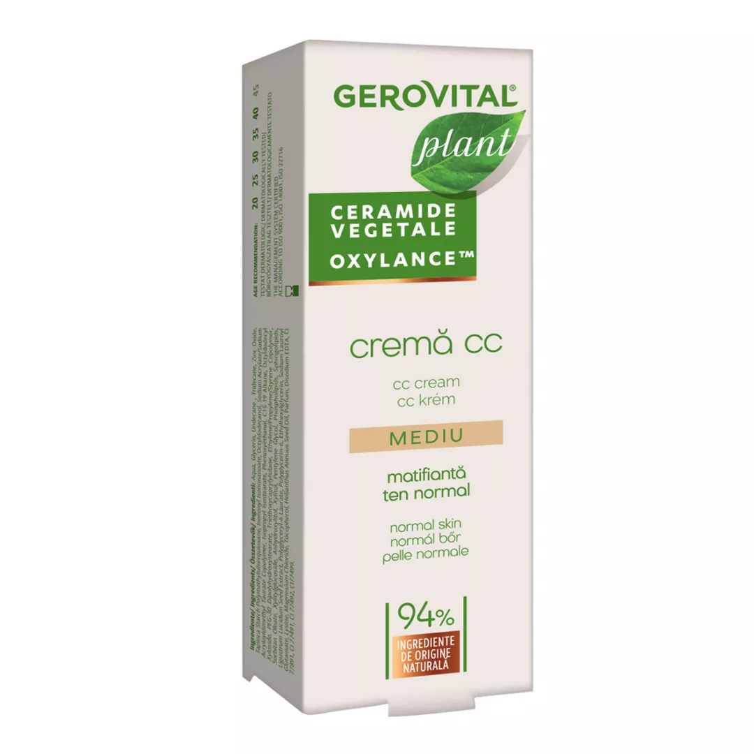 Crema CC Mediu Matifianta Poliplant Microbiom Protect Gerovital Plant, 30 ml, Farmec, [],farmaciabajan.ro