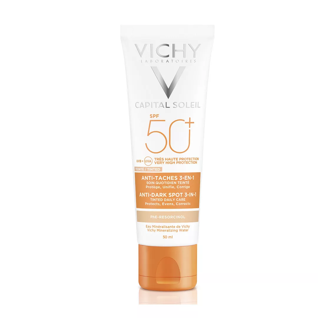 Crema colorata anti-pete pigmentare cu SPF 50+ Capital Soleil, 50 ml, Vichy, [],farmaciabajan.ro