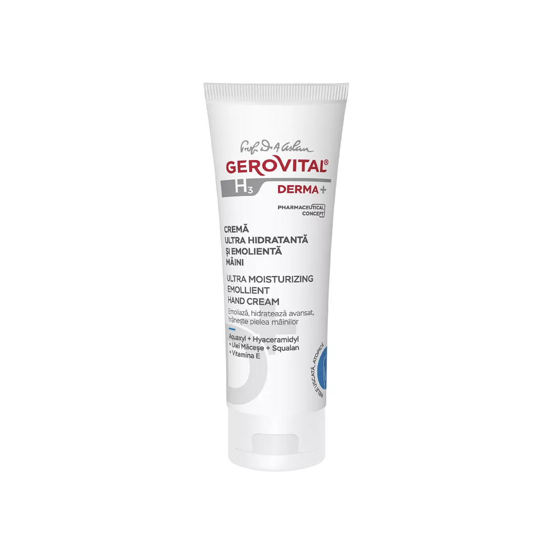 Crema de maini ultra hidratanta si emolienta H3 Derma+, 100 ml, Gerovital, [],farmaciabajan.ro